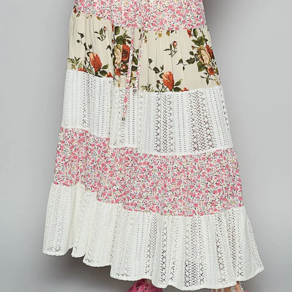 POL Floral Skirt in Ivory Multi - Picture 5 of 6